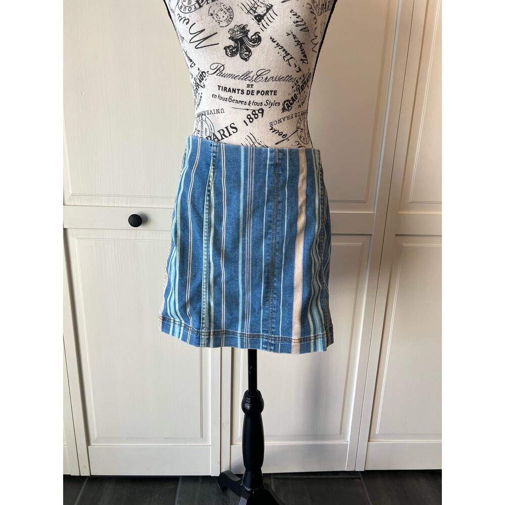 Wild Fable Striped Jean high waisted Mini skirt